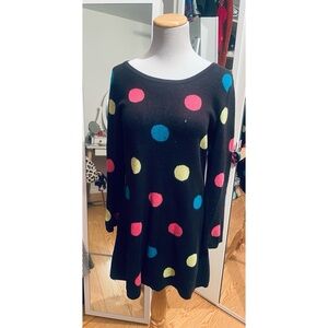 Colorful Vintage Mod 60s Polka Dot Sweater Dress Size Medium